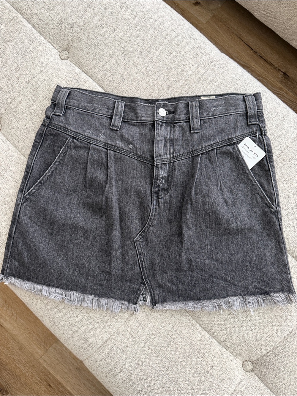 Free People Washed Charcoal Denim Mini Skirt